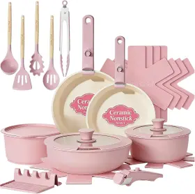 Umite Chef Tcgjtz004 21pc Nonstick Ceramic Cookware Set Detachable Handle Pots And Pans Stackable Pin