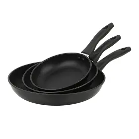 Un Brand 313051440467 3-piece Nonstick Aluminum Skillet Set Black Finish Of 3