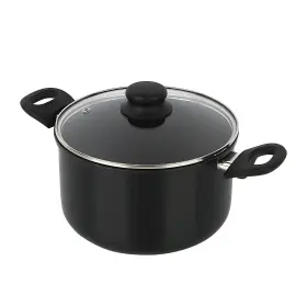 Un Brand 744759285683 Aluminum Black Non-stick Coated 5 Quart Dutch Oven With Glass Lid Dishwasher Safe Ea