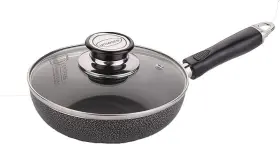 Uniware 608106400184 7 Inch / 18cm Aluminum Non-stick Frying Pan With Tempered Glass Lid