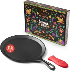 Uno Casa 720618065254 Cast Iron Comal Pan 11.5 Inch - Skillet For Roti/comal Tawa/dosa Pataconera
