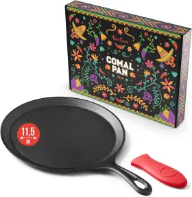 Uno Casa 744110265187 Cast Iron Comal Pan 11.5 Inch - Skillet For Roti Tawa/dosa Patacon