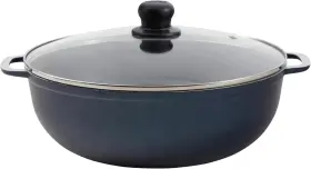 Usa 744759691316 6.9 Quart Nonstick Blue Exterior Caldero Dutch Oven With Glass Lid And Steam V