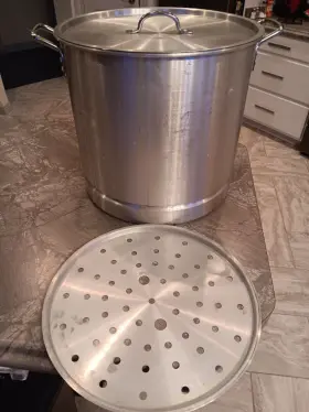 Axs-40 Usa Aluminum Huge 50 Quart Stock Pot With Lid And Insert- Heavy Duty Looks Great