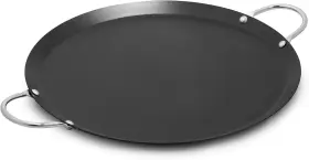 Car-52023 Usa 13.5in Carbon Steel Nonstick Round Comal With Metal Handles Black