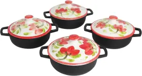 Gau-86803ds Usa 0.5 Quart Carmen De Viboral Cast Aluminum Nonstick Caldero 8pc Set With Floral Ceram