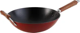 Gkg-61021 Usa Light Cast Iron Wok 14 Inch Red Handles