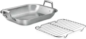 009ds Usa Inc. 16.75-inch Stainless Steel Roasting Pan With Rack Flared Edge Turkey Roaster Fo