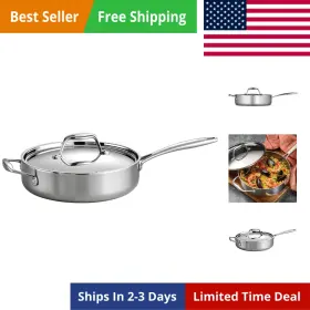 058ds Usa Inc. Tri-ply Clad Stainless Steel 3-quart Saute Pan With Lid Induction-ready