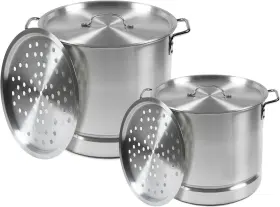 Mexicana-28bn Usa Aluminum Steamer Dual Piece Set 28 Quart And 10qt Silver