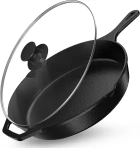Utopia Kitchen 840143564751 Saute Frying Pan 12 Inch Cast Iron Chefs Pre Seasoned
