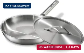 Vednhol 747759034961 Stainless Steel Frying Pan 12 Inch With Lid Fully Clad Tri-ply