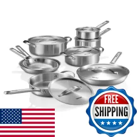 B0fn85tz1k Vednhol Stainless Steel Cookware Set 14 Pcs Tir-ply Pots And Pans Pfoaptfe