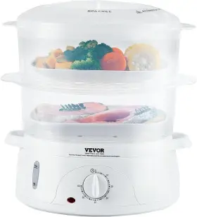 Vevor 313030588555 Electric Food Steamer 7.4 Quart Vegetable With 2-tier Stack