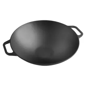 53382810 Victoria Cookware Cast Iron Wok With Stability Base 14 Inch Black