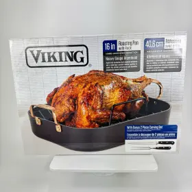 40051-9902chc Viking Hard Anodized Roasting Pan 13-inch X 16-inch With Carving Set Black Copper