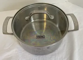 4011-0224 Viking Euc 3-ply Stainless Steel Stock Pot With Glass Lid 4qt/3.8l