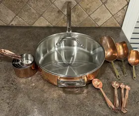 40571-0925c Viking 5 Quart Frying Pan Skillet 3-ply Copper Alloy Core 18/8 Stainless Steel Lot