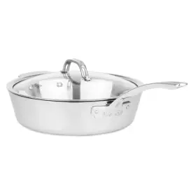 Viking 711181415063 3-ply Contemporary 4.8 Quart Stainless Steel Saute Pan With Glass Lid Mirror Fini