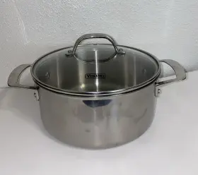 Viking 840595104833 Stock Pot 4 Quart 3ply Stainless Steel Soup With Vented Glass Lid Euc