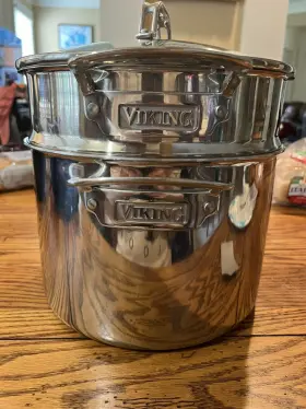 Viking 840595107209 8 Quart 3-ply Stainless Steel Stock Pot With Glass Lid And Pasta Insert Set