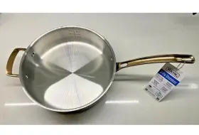 Viking 840595108886 Cookware Copper Handle 3-ply Stainless Steel Saute Pan Glass Lid 5.25 Qt