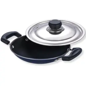 Vinod 827016111618 Tabakh By Appachetty Non Stick Appam Pan With Stainless Steel Lid 215mm Black