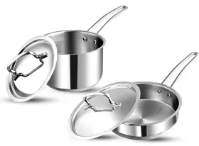 Dlxcla-2 Vinod Classique Deluxe 2-pc Stainless Steel Cookware Set 16 Cm Saucepan And 20 Frypan