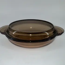 P-14-c Vision By Corning & Pyrex V-14-b 14 Oz Amber Glass Oval Casserole Dish With Lid