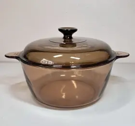 V-4.5-c Vision Ware - Corning Vig 80s 4.5l Amber Glass Stock Pot Dutch Oven With Lid