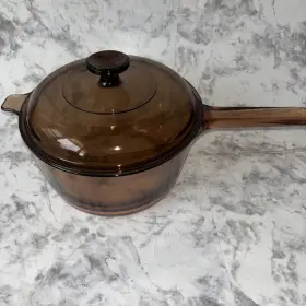 3v-2.5-c Visions Pyrex 2.5l Brown Glass Saucepan With Lid