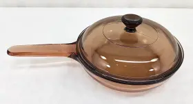 V-1.5-c Visions Vision By Corning Amber Glass 7.25 Inch Waffle Bottom Skillet With Pyrex Lid