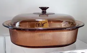 V-34-c Visions V-34-b By Corning Amber Dutch Oven Roaster 4 Quart With Lid 12 Inch X 3 3/4
