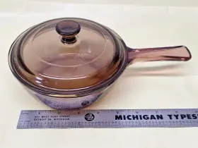 V-81-b Visions France 0.5l Pot Sauce Pan Pyrex P 81 C Lid Brown Amber Glass