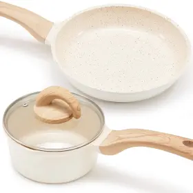 3pcs-cream Vkoocy Pots And Pans Set Non Stick Healthy Ceramic Cookware 3pcs Kitchen