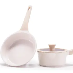 3pcs-taupe Vkoocy Non Stick Pots And Pans Set Healthy Ceramic Cookware 3pcs Kitchen
