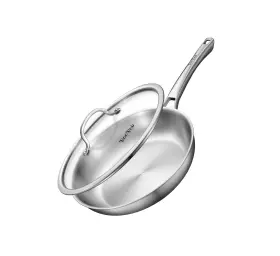 Ss-lid-28 Vocvoi 12 Inch Tri-ply Stainless Steel Frying Pan With Lid Pfoa&ptfe Free Ski