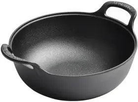 Cs-wkp548 Vonoto Cast Iron Wok With Handles Pre-seasoned Grilling Use In The Ove