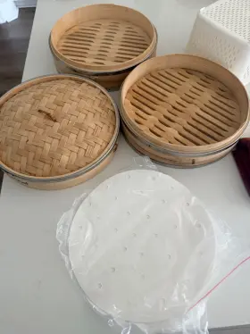 537us Vonshef 07/537us 10 Inch 2 Tier Bamboo Steamer With Lid Model Beige