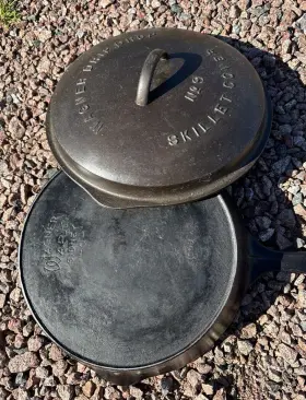 1059a Wagner Ware Vtg Sidney O Cast Iron Skillet And Drip Drop No. 9 Cover 1069