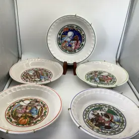 6277-78-79-80-81 Watkins Country Kids Pie Plates Collectors With Recipes Complete Set Of 5 - 1989