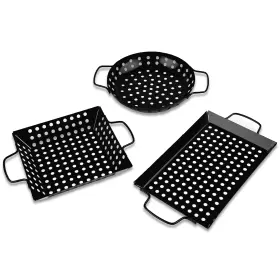 Gb0901c Waykea Non-stick Grill Basket Set 3-piece Bbq Accessory Wok Pan Vegetable