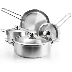 Pot777 Wodillo Stainless Steel Pots And Pans Set 7piece Kitchen Cookware Sets With Glass Lids S