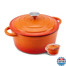B0fmp66qpc Wokins 4 Quart Enameled Cast Iron Dutch Oven Pot With Lid Heavy-duty Cookware For So