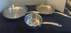 022012 Wolfgang Puck Caf Collection 8 Inch And 10 Omelet Pans 1 Quart Sauce Pan Stainless