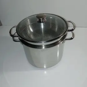 032003 Wolfgang Puck Wolf Gang 18-10 Stainless Steel 8 Quart Stock Pot Steamer Strainer 4 Pieces