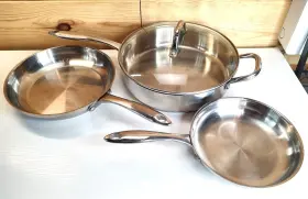 032009 Wolfgang Puck Cafe Collection Sautee Pans 11 Inch 10 8 Stainless Steel 4 Piece