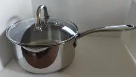 032011 Wolfgang Puck Caf Collection 3 Quart Sauce Pan Stainless Steel With Pouring Lid