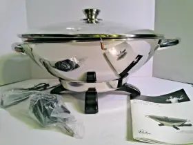 Bewk0020 Wolfgang Puck Nib 14 Inch Electric Wok Stainless Steel 7pc Set Rack New