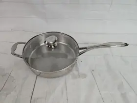 Q12015 Wolfgang Puck Caf Collection 10 Inch Saute Pan Glass Lid Stainless Steel